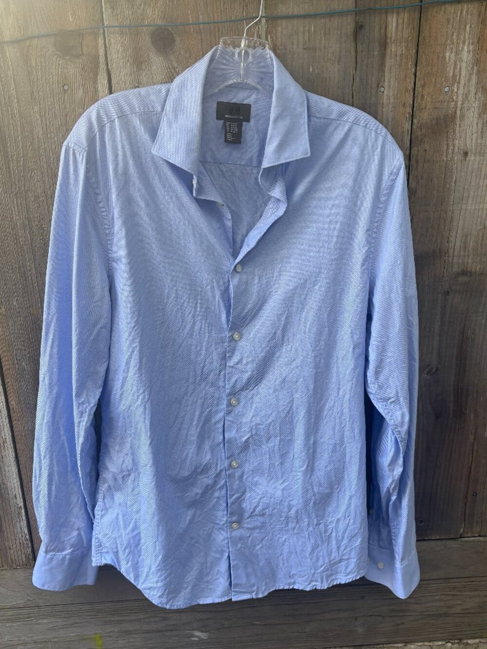 H&M Premium Cotton Light Blue Oxford Dress Shirt - Medium M - 15 3/4
